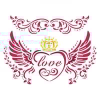 ستيمبيريا استنسل دي 20سم×15سم الحب مع الأجنحة