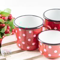 4157 كوب معدني أحمر منقط كبير