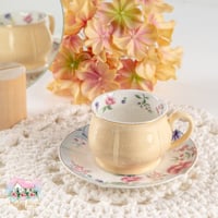 2898 كوب للشاي باستيل مورد مع صحن - أصفر