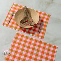 8075 لبادة قماشية كاروهات لون برتقالي (للقطعة الوا...