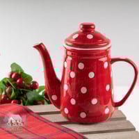 4182 ابريق سيراميك أحمر منقط