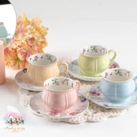 2898 كوب للشاي باستيل مورد مع صحن - أصفر