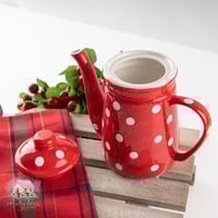 4182 ابريق سيراميك أحمر منقط