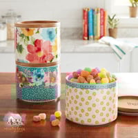 10073 طقم علب موردة من السيراميك مع غطاء خشبي