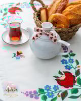 3681 مفرش انتيك مطرز زهور الخيال