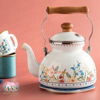 3150 ابريق معدني مورد أنيق بقبضة خشبية