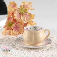 2898 كوب للشاي باستيل مورد مع صحن - أصفر