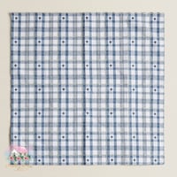 1130 مفرش كاروهات أبيض مع سماوي