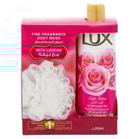 غسول للجسم لمسة الورد مع ليفة لوكس-250مل