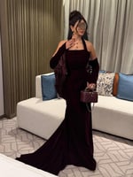 فستان سهرة مخمل دانتيل راقي