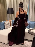 فستان سهرة مخمل دانتيل راقي