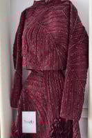 طقم سهرة منفصل بلوزه وتنورة مطرز بالكامل