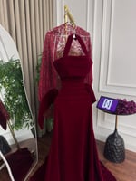 فستان سهرة مخمل دانتيل راقي