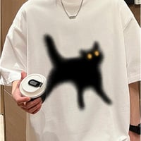 تي شيرت رجالي مطبوع شكل قط