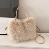 حقيبة دلو من الفرو الصناعي للنساء