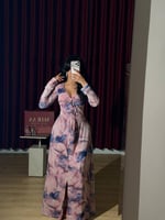 فستان موف بنقش مائي ناعم