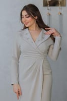 فستان أنيق بياقة مطرزة وأكمام طويلة