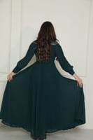 فستان ناعم مكسرات بصدر شفاف أنيق