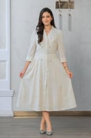 فستان ميدي أنيق مزين بكريستال بتطريز خيوط