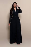 جمبسوت اسود أنيق بقصة خصر محددة