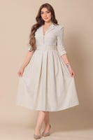 فستان ميدي رسمي مزين بترتر بياقة مطوية