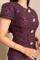 طقم تنورة وبلوزه بنفسجي بتفاصيل انيقة