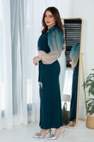 فستان بأكمام بف وفتحة ساق مع حزام قماش