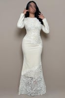 فستان بيج فاتح مطرز بقصة أنثوية أنيقة من مليحة