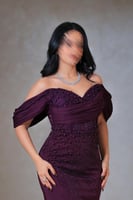 فستان بنفسجي أوف شولدر مطرّز بتصميم فخم