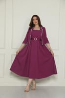 فستان كريب بجاكيت مزين بفصوص وحزام