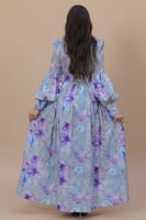 فستان ساتر مشجر بالورود بكشكش خفيف على الصدر - مور...