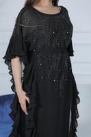 فستان شيفون مزين بالخرز مع جوانب كشكش كسرات