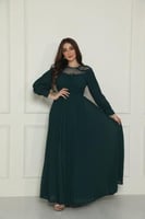 فستان ناعم مكسرات بصدر شفاف أنيق