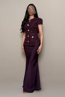 طقم تنورة وبلوزه بنفسجي بتفاصيل انيقة