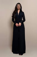 جمبسوت اسود أنيق بقصة خصر محددة