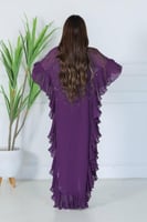 فستان شيفون مزين بالخرز مع جوانب كشكش كسرات