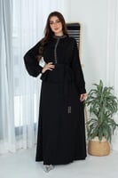 فستان ساتر أنيق بخامة شيفون مع حزام قماش