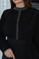 فستان ساتر أنيق بخامة شيفون مع حزام قماش