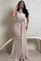 فستان بيج دانتيل بتطريز كريستالي فاخر