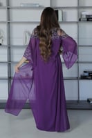 فستان قطعتين شيفون مطرز على الكتف مع بطانة كريب