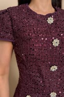 طقم تنورة وبلوزه بنفسجي بتفاصيل انيقة