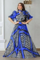 فستان أنيق يجمع بين الفخامة والعصرية مزين بنقوش هن...