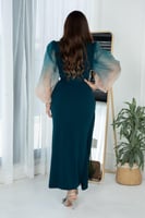 فستان بأكمام بف وفتحة ساق مع حزام قماش