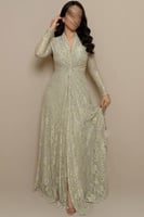 فستان عشبي دانتيل بتصميم أنيق رسمي