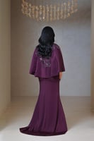 فستان بنفسجي مطرز بقطعة خارجية فاخرة