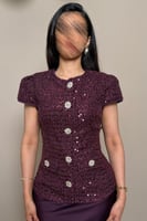 طقم تنورة وبلوزه بنفسجي بتفاصيل انيقة