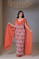 فستان أورنج مطرز بتصميم فاخر وانسيابية أنيقة