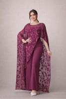 جمبسوت بنفسجي مع قطعه شيفون مزخرفه