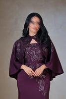 فستان بنفسجي مطرز بقطعة خارجية فاخرة