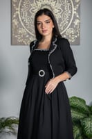 فستان كريب بجاكيت مزين بفصوص وحزام